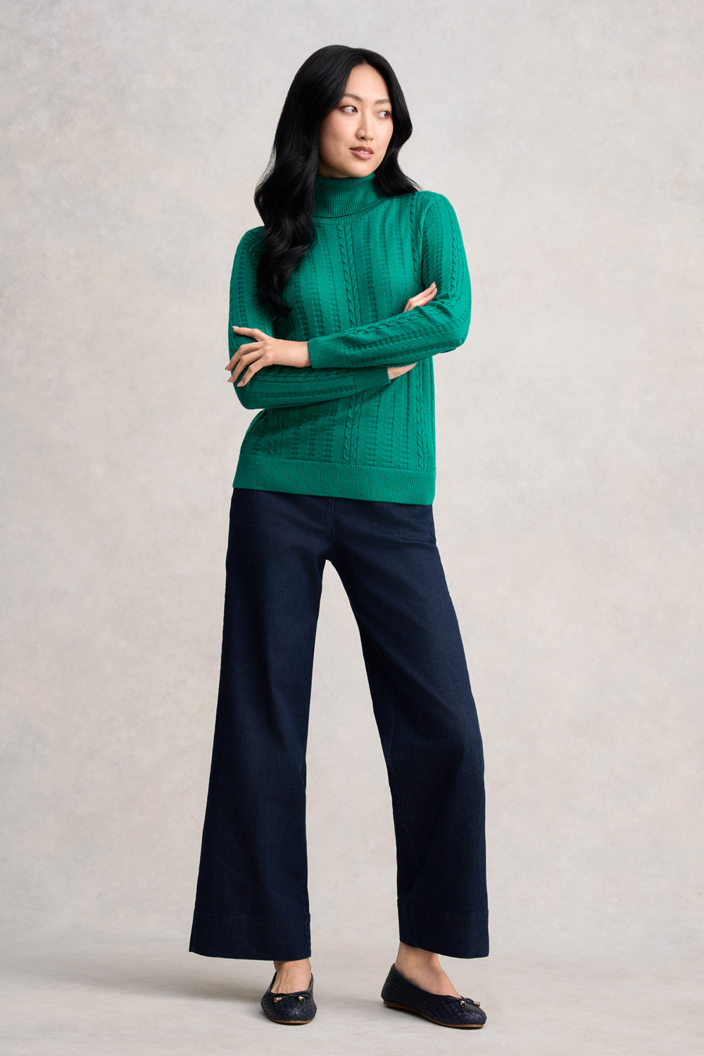 Wool Cable Jumper - Jade