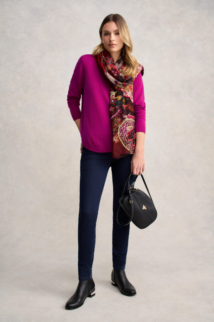 Merino V-Neck Jumper - Jewel