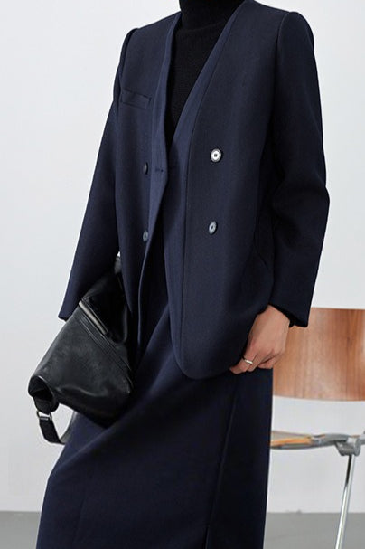 V Neck Single Breasted Blazer
