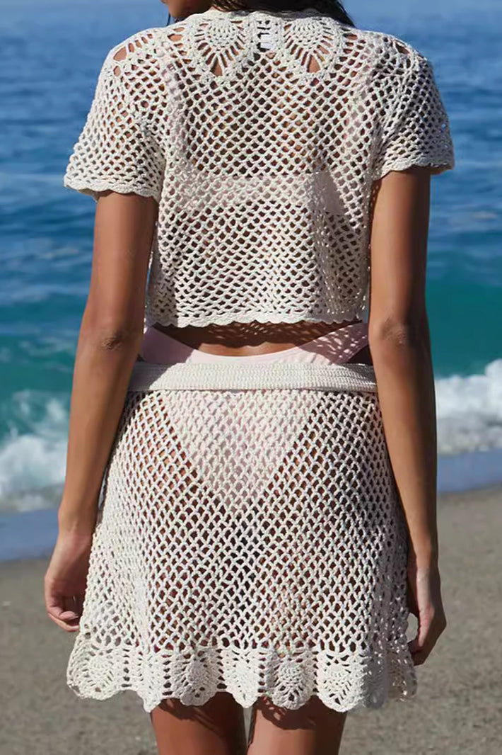 Two Piece Crochet Skirt Cover Up