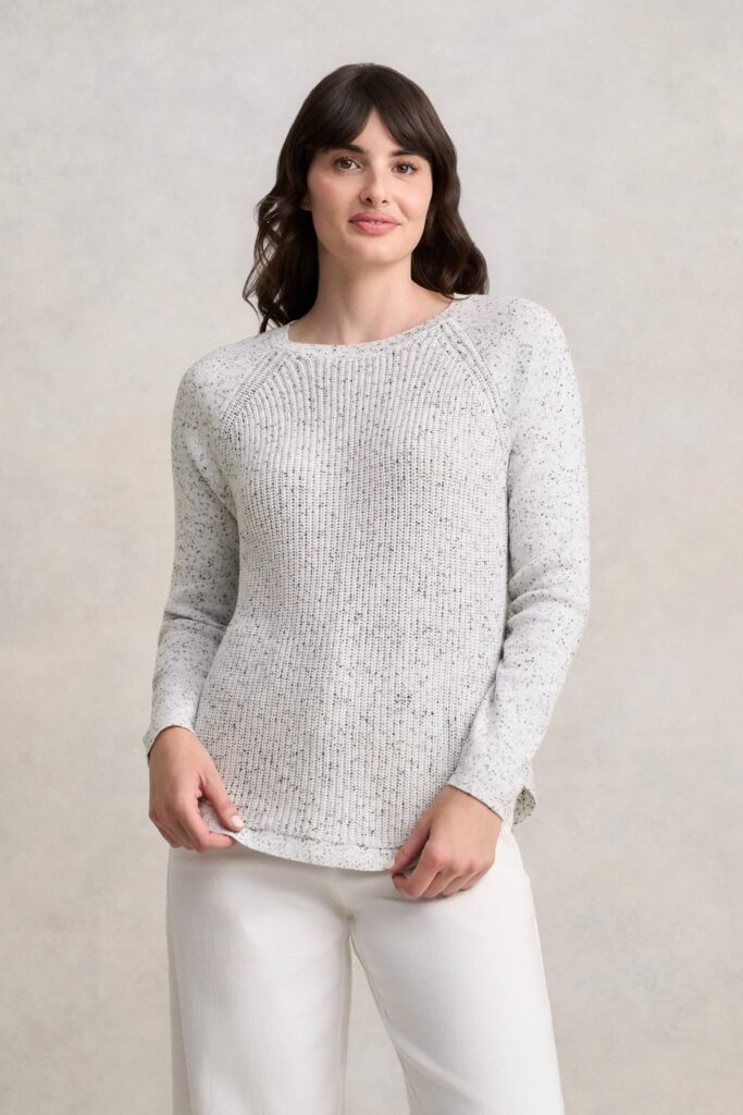 Cotton Blend Textured Jumper - Pearl Donegal