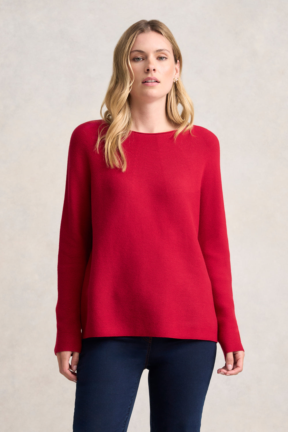 Purl Cotton Jumper - Rouge