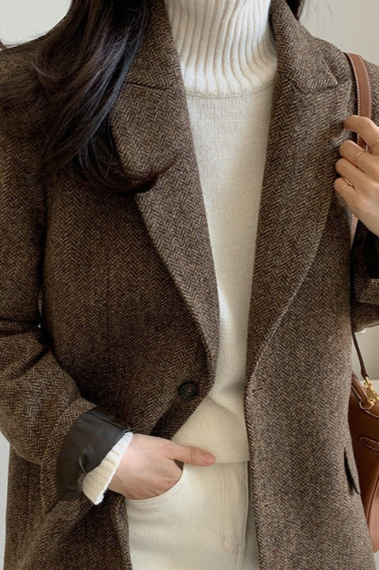 Wool Blend Solid Color Blazer